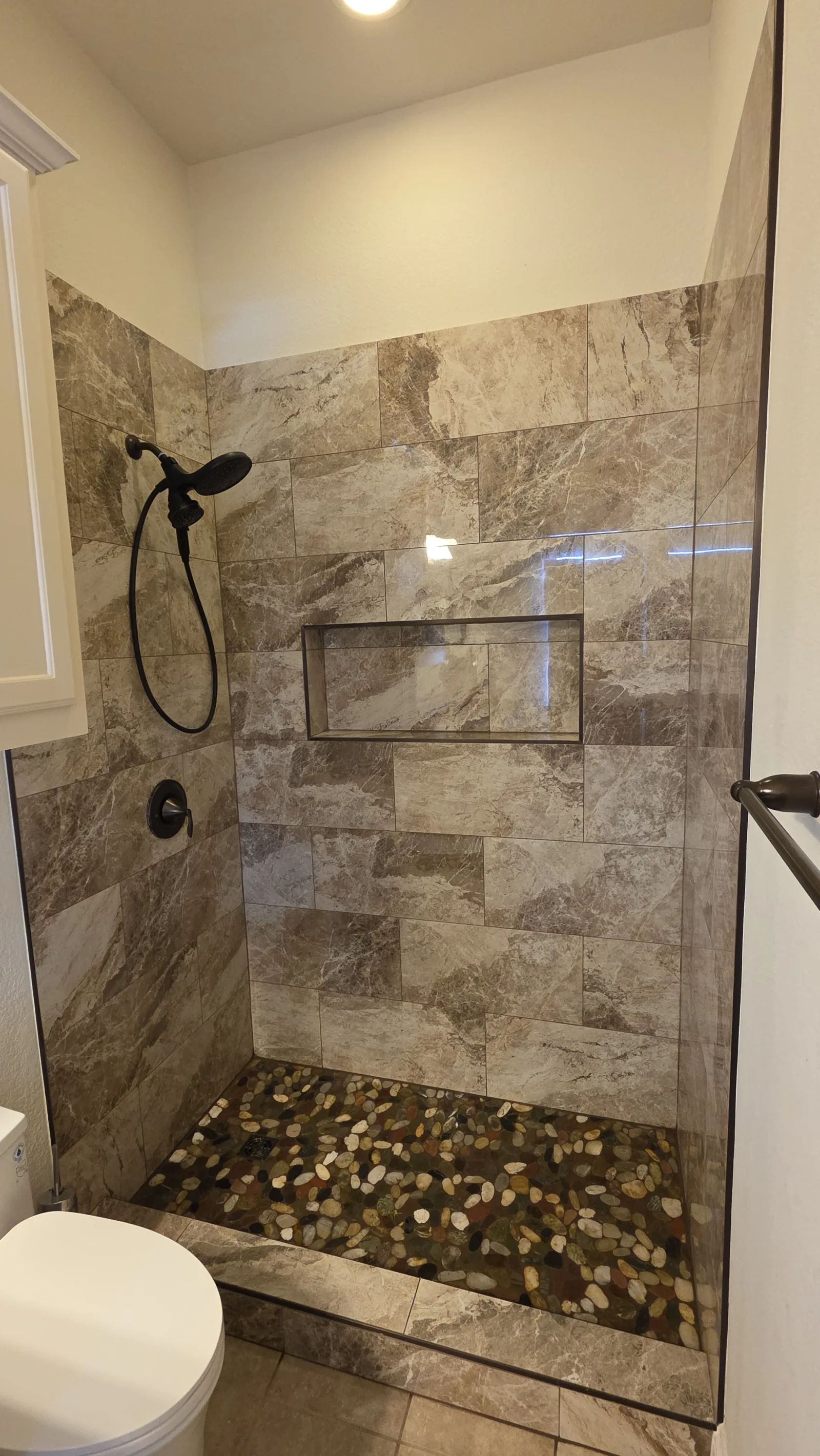 Walk-In Stone Shower after